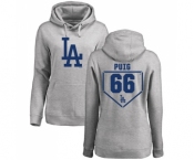 MLB Women's Nike Los Angeles Dodgers #66 Yasiel Puig Gray RBI Pullover Hoodie