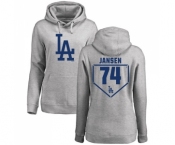 MLB Women's Nike Los Angeles Dodgers #74 Kenley Jansen Gray RBI Pullover Hoodie