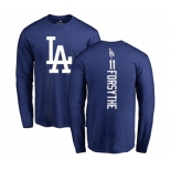 MLB Nike Los Angeles Dodgers #11 Logan Forsythe Royal Blue Backer Long Sleeve T-Shirt