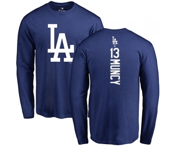 MLB Nike Los Angeles Dodgers #13 Max Muncy Royal Blue Backer Long Sleeve T-Shirt