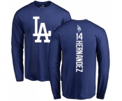 MLB Nike Los Angeles Dodgers #14 Enrique Hernandez Royal Blue Backer Long Sleeve T-Shirt