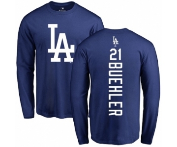 MLB Nike Los Angeles Dodgers #21 Walker Buehler Royal Blue Backer Long Sleeve T-Shirt