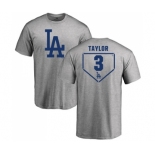 MLB Nike Los Angeles Dodgers #3 Chris Taylor Gray RBI T-Shirt