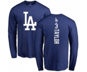 MLB Nike Los Angeles Dodgers #3 Chris Taylor Royal Blue Backer Long Sleeve T-Shirt