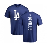 MLB Nike Los Angeles Dodgers #30 Maury Wills Royal Blue Backer T-Shirt