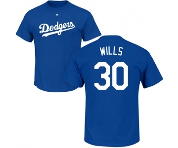 MLB Nike Los Angeles Dodgers #30 Maury Wills Royal Blue Name & Number T-Shirt