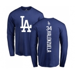 MLB Nike Los Angeles Dodgers #34 Fernando Valenzuela Royal Blue Backer Long Sleeve T-Shirt