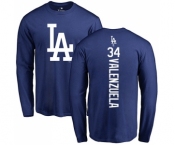 MLB Nike Los Angeles Dodgers #34 Fernando Valenzuela Royal Blue Backer Long Sleeve T-Shirt