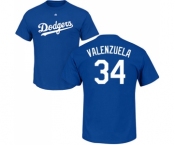 MLB Nike Los Angeles Dodgers #34 Fernando Valenzuela Royal Blue Name & Number T-Shirt