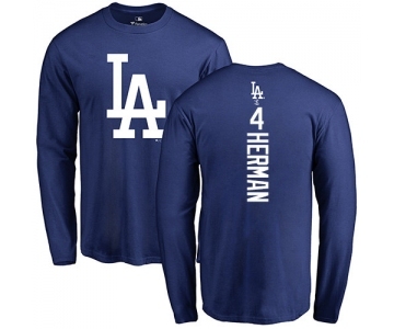 MLB Nike Los Angeles Dodgers #4 Babe Herman Royal Blue Backer Long Sleeve T-Shirt