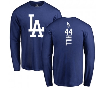 MLB Nike Los Angeles Dodgers #44 Rich Hill Royal Blue Backer Long Sleeve T-Shirt