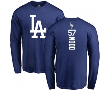 MLB Nike Los Angeles Dodgers #57 Alex Wood Royal Blue Backer Long Sleeve T-Shirt