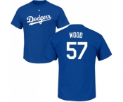 MLB Nike Los Angeles Dodgers #57 Alex Wood Royal Blue Name & Number T-Shirt