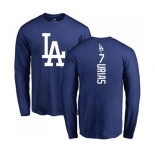 MLB Nike Los Angeles Dodgers #7 Julio Urias Royal Blue Backer Long Sleeve T-Shirt