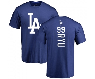 MLB Nike Los Angeles Dodgers #99 Hyun-Jin Ryu Royal Blue Backer T-Shirt