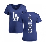 MLB Women's Nike Los Angeles Dodgers #10 Justin Turner Royal Blue Backer T-Shirt