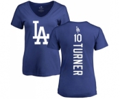 MLB Women's Nike Los Angeles Dodgers #10 Justin Turner Royal Blue Backer T-Shirt