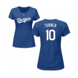 MLB Women's Nike Los Angeles Dodgers #10 Justin Turner Royal Blue Name & Number T-Shirt