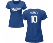 MLB Women's Nike Los Angeles Dodgers #10 Justin Turner Royal Blue Name & Number T-Shirt