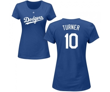 MLB Women's Nike Los Angeles Dodgers #10 Justin Turner Royal Blue Name & Number T-Shirt