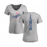 MLB Women's Nike Los Angeles Dodgers #11 Logan Forsythe Ash Backer T-Shirt