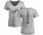 MLB Women's Nike Los Angeles Dodgers #11 Logan Forsythe Ash Backer T-Shirt