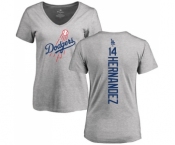 MLB Women's Nike Los Angeles Dodgers #14 Enrique Hernandez Ash Backer T-Shirt