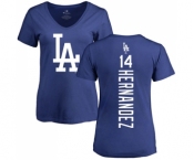 MLB Women's Nike Los Angeles Dodgers #14 Enrique Hernandez Royal Blue Backer T-Shirt