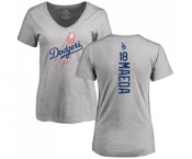 MLB Women's Nike Los Angeles Dodgers #18 Kenta Maeda Ash Backer T-Shirt