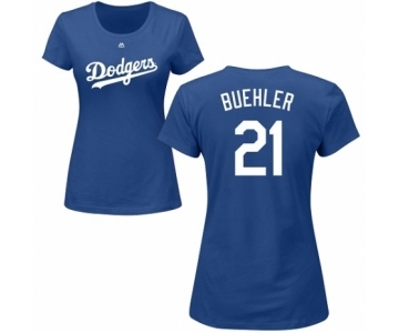 MLB Women's Nike Los Angeles Dodgers #21 Walker Buehler Royal Blue Name & Number T-Shirt