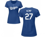 MLB Women's Nike Los Angeles Dodgers #27 Matt Kemp Royal Blue Name & Number T-Shirt