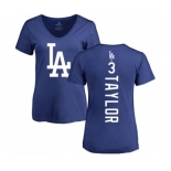 MLB Women's Nike Los Angeles Dodgers #3 Chris Taylor Royal Blue Backer T-Shirt