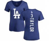 MLB Women's Nike Los Angeles Dodgers #3 Chris Taylor Royal Blue Backer T-Shirt