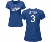 MLB Women's Nike Los Angeles Dodgers #3 Chris Taylor Royal Blue Name & Number T-Shirt