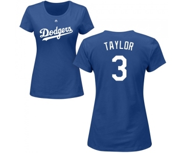 MLB Women's Nike Los Angeles Dodgers #3 Chris Taylor Royal Blue Name & Number T-Shirt