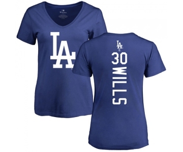 MLB Women's Nike Los Angeles Dodgers #30 Maury Wills Royal Blue Backer T-Shirt