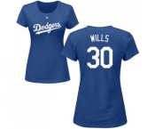 MLB Women's Nike Los Angeles Dodgers #30 Maury Wills Royal Blue Name & Number T-Shirt