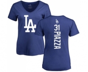 MLB Women's Nike Los Angeles Dodgers #31 Mike Piazza Royal Blue Backer T-Shirt