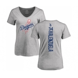 MLB Women's Nike Los Angeles Dodgers #34 Fernando Valenzuela Ash Backer T-Shirt