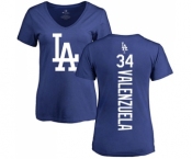 MLB Women's Nike Los Angeles Dodgers #34 Fernando Valenzuela Royal Blue Backer T-Shirt