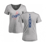 MLB Women's Nike Los Angeles Dodgers #4 Babe Herman Ash Backer T-Shirt