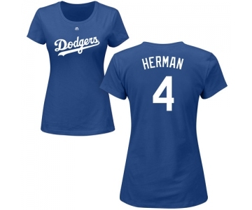 MLB Women's Nike Los Angeles Dodgers #4 Babe Herman Royal Blue Name & Number T-Shirt