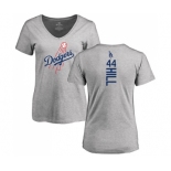 MLB Women's Nike Los Angeles Dodgers #44 Rich Hill Ash Backer T-Shirt