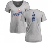 MLB Women's Nike Los Angeles Dodgers #44 Rich Hill Ash Backer T-Shirt