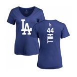 MLB Women's Nike Los Angeles Dodgers #44 Rich Hill Royal Blue Backer T-Shirt