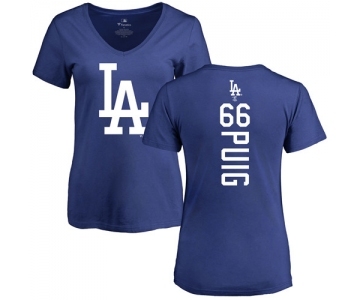 MLB Women's Nike Los Angeles Dodgers #66 Yasiel Puig Royal Blue Backer T-Shirt