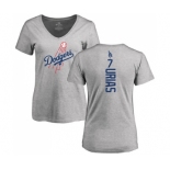 MLB Women's Nike Los Angeles Dodgers #7 Julio Urias Ash Backer T-Shirt