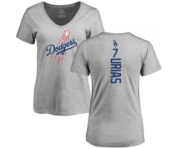 MLB Women's Nike Los Angeles Dodgers #7 Julio Urias Ash Backer T-Shirt