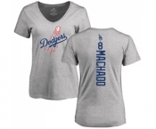 MLB Women's Nike Los Angeles Dodgers #8 Manny Machado Ash Backer T-Shirt