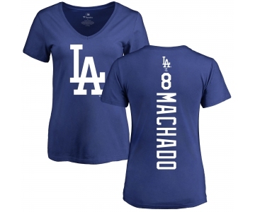 MLB Women's Nike Los Angeles Dodgers #8 Manny Machado Royal Blue Backer T-Shirt